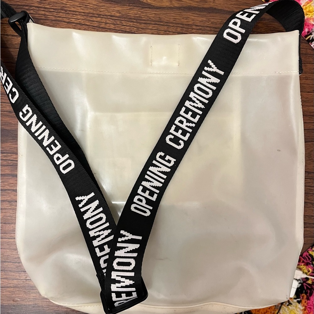 Opening Ceremony White Shoulder Bag with Logo Strap